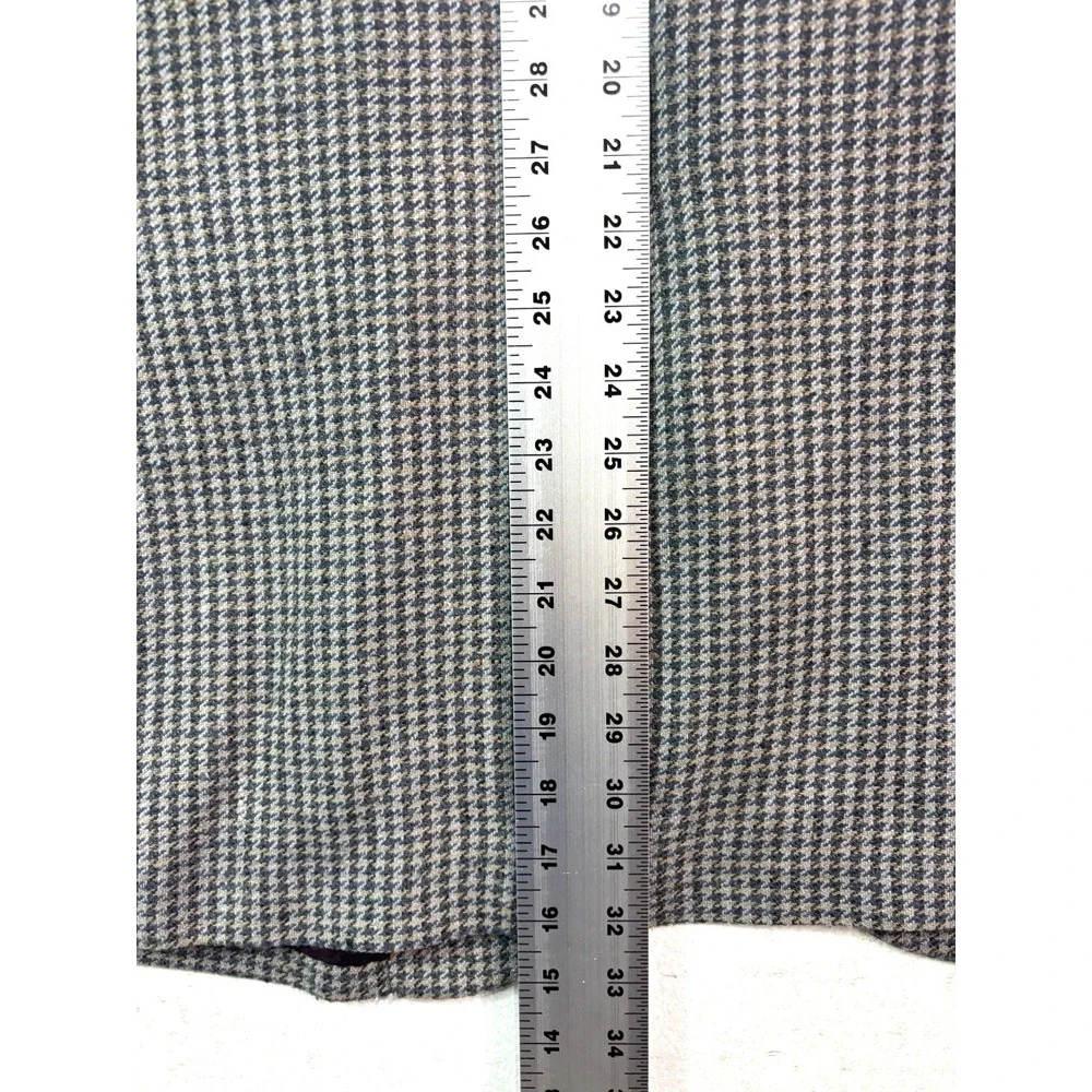 vtg NEW Haggar 42L Gray Blue‎ Houndstooth 100% Silk Blazer Jacket Sport Coat